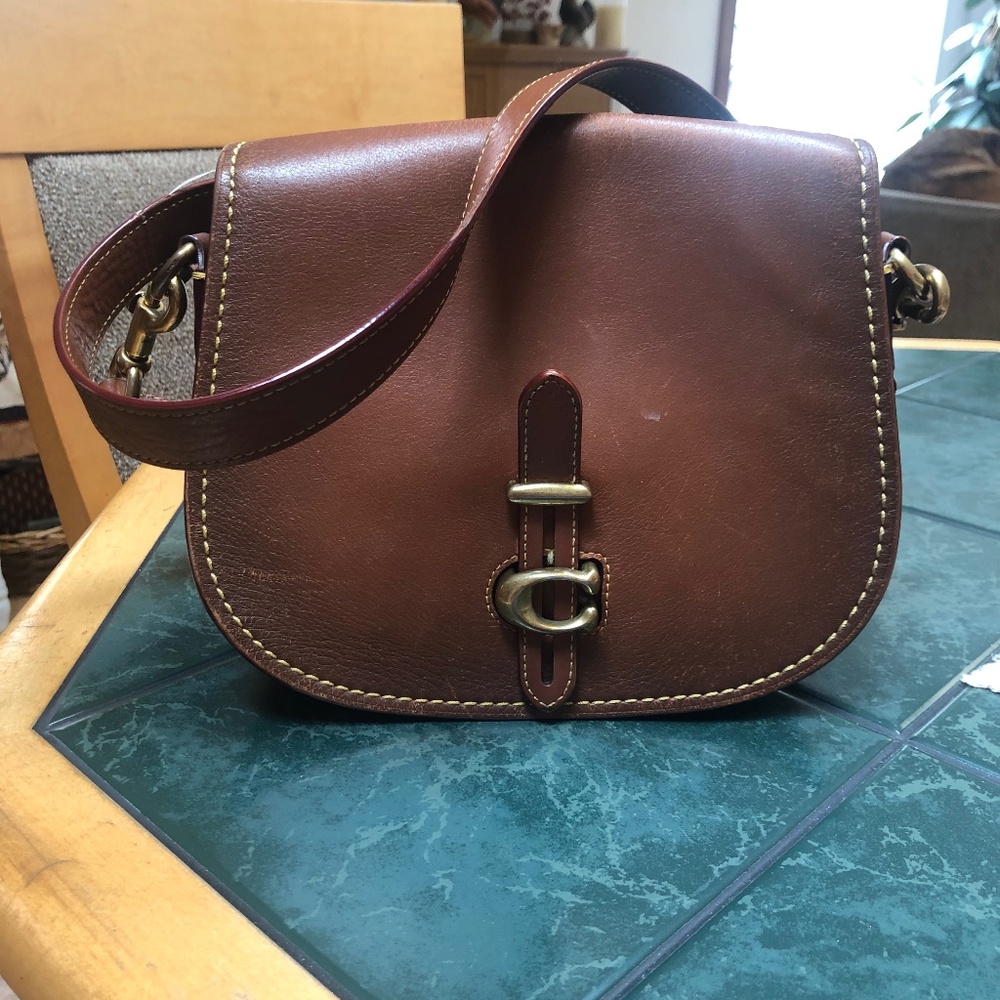 Coach Brown Leather Crossbody Saddle Bag